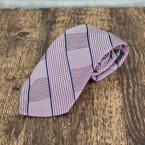 Ralph Lauren LRL Tie Purple Blue Houndstooth Plaid Striped Handmade Silk Preppy